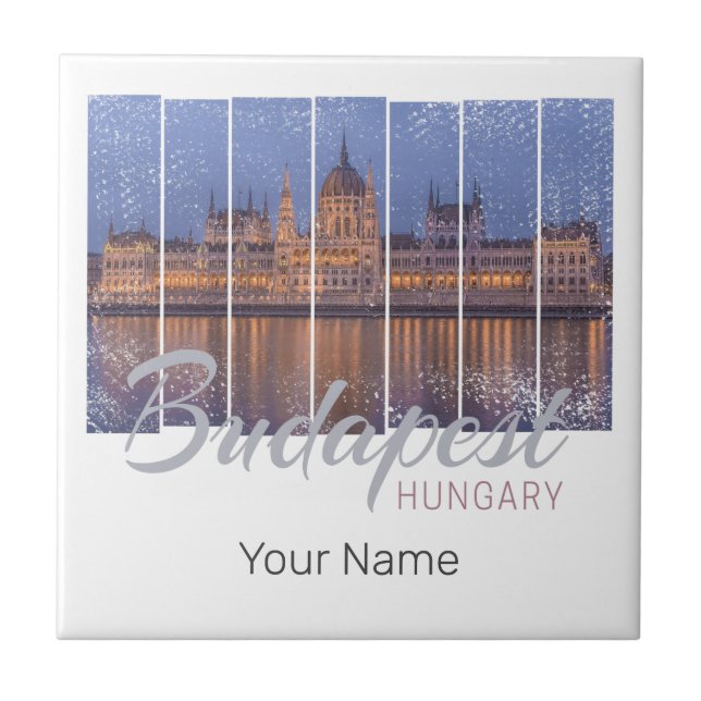 Budapest Parliament Hungary Vintage Panorama Tile (Front)
