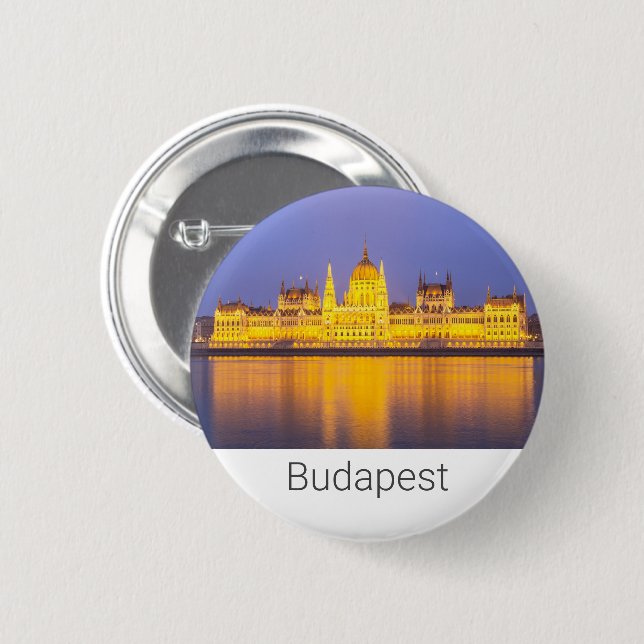 Budapest Parliament Panorama Hungary Holiday 6 Cm Round Badge (Front & Back)