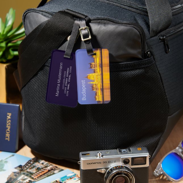 Budapest Parliament Panorama Hungary Holiday Luggage Tag (Front & Back)