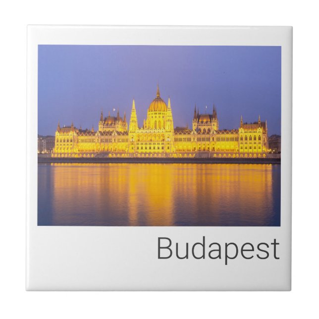 Budapest Parliament Panorama Hungary Holiday Tile (Front)