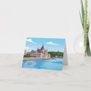 Budapest Parliament view greeting card