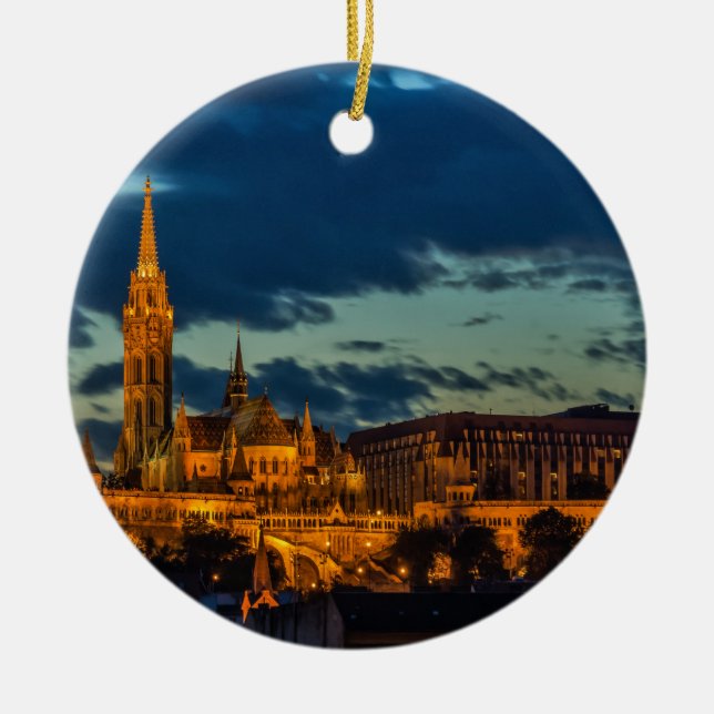 Budapest Picture Ceramic Tree Decoration (Front)