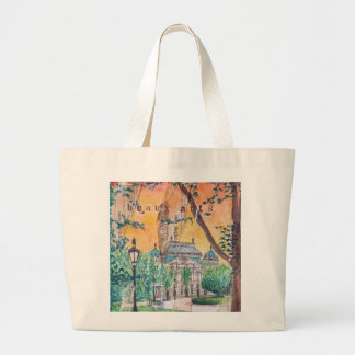 Budapest Retro Buildings Mixed media sketch Tote b