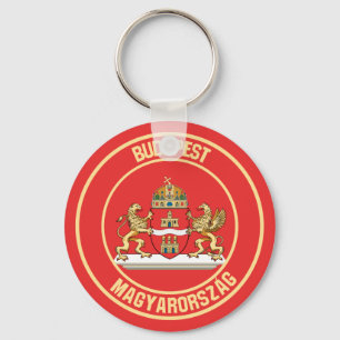 Budapest Round Emblem Key Ring