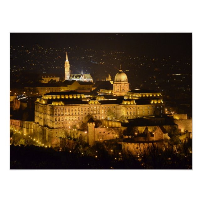 Budapest, The Royal Palace (Buda Castle) at night Poster (Front)