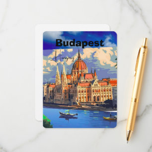 Budapest Travel Postcard Art, Hungary Travel Postc