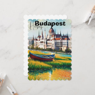 Budapest Travel Postcard Art, Hungary Travel Postc