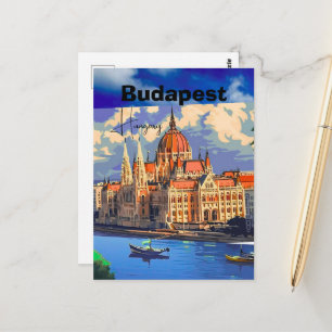 Budapest Travel Postcard Art, Hungary Travel Postc