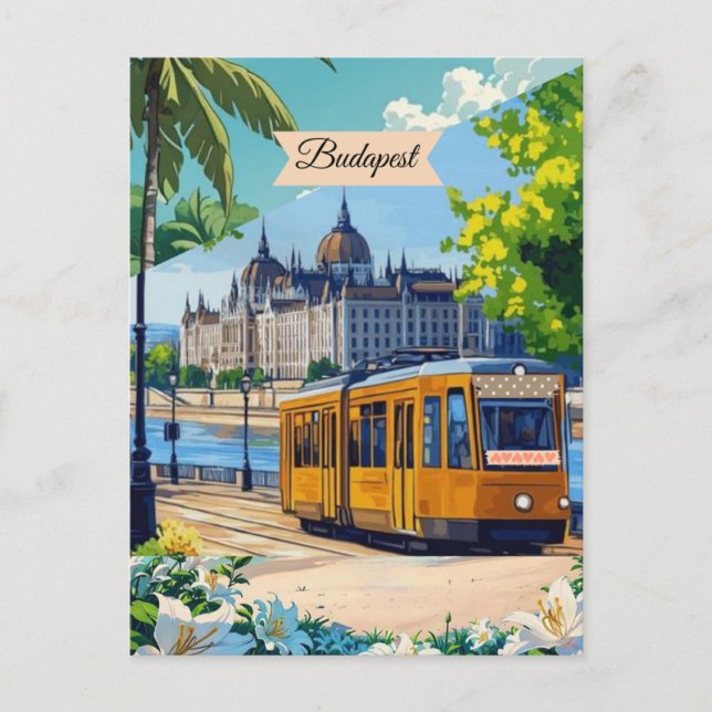 Budapest Travel Postcard Art, Hungary Travel Postc (Front)