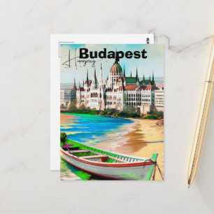 Budapest Travel Postcard Art, Hungary Travel Postc