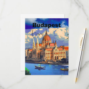 Budapest Travel Postcard Art, Hungary Travel Postc