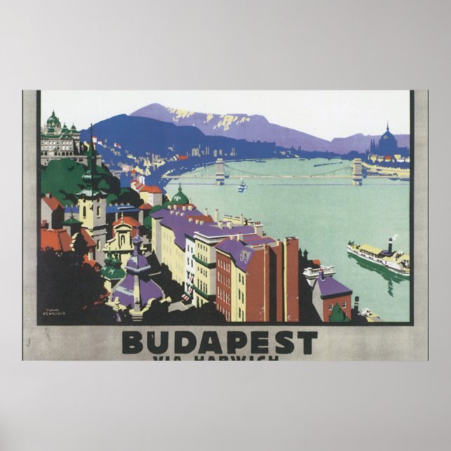 Budapest via Harwich_Vintage Travel Poster (Front)