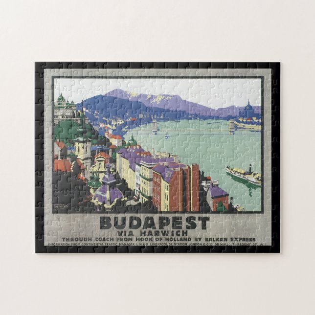 Budapest via Harwich_Vintage Travel Poster Jigsaw Puzzle (Horizontal)