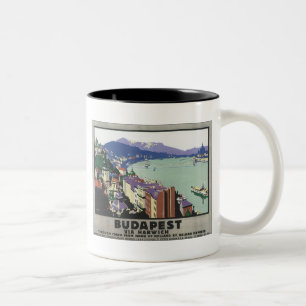Budapest Via Harwich Vintage Travel Poster Two-Tone Coffee Mug