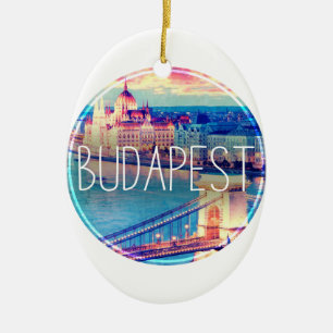 Budapest vintage, circle ceramic tree decoration