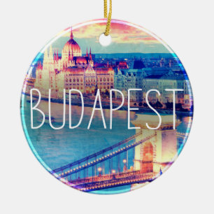 Budapest vintage, circle ceramic tree decoration