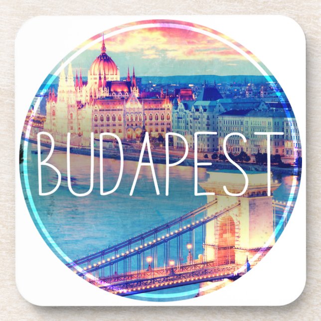 Budapest vintage, circle coaster (Front)