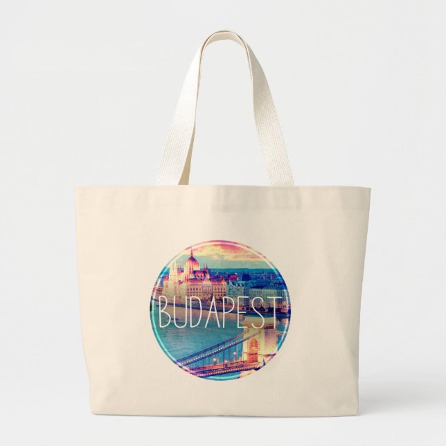 Budapest vintage, circle large tote bag (Front)