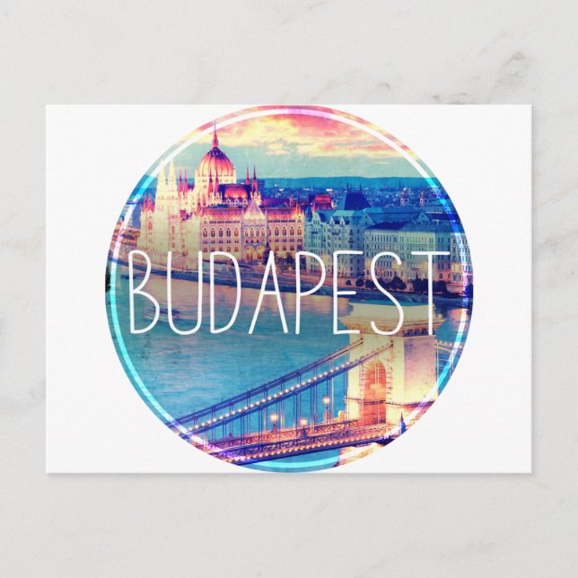 Budapest vintage, circle postcard (Front)