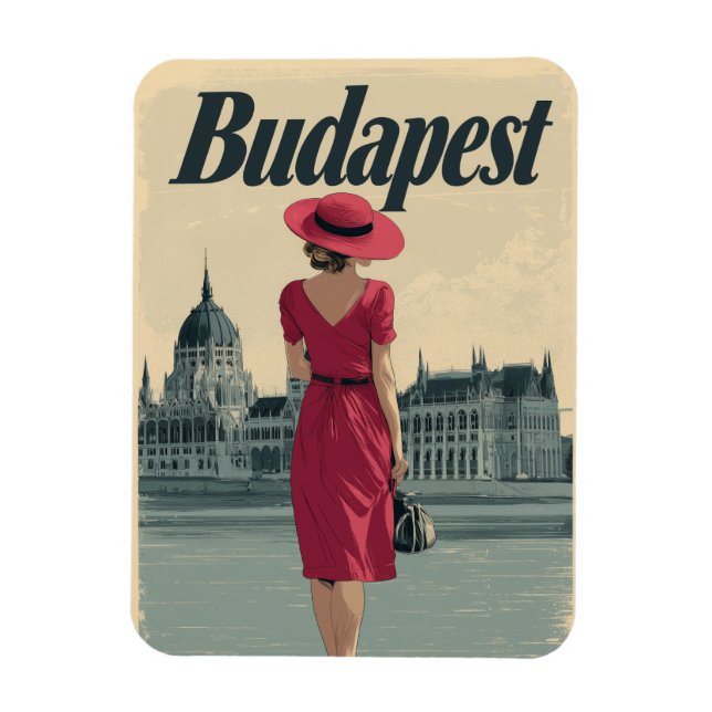 Budapest vintage fashion magnet (Vertical)