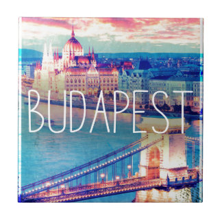Budapest, vintage poster tile