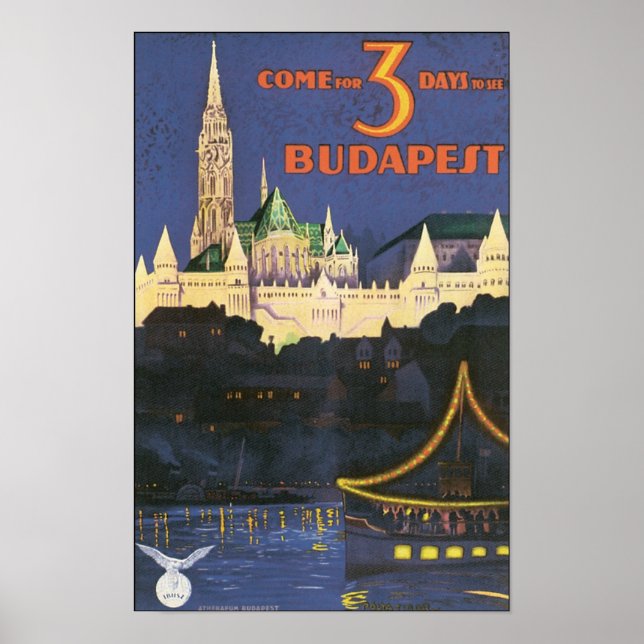 Budapest Vintage Travel Poster (Front)
