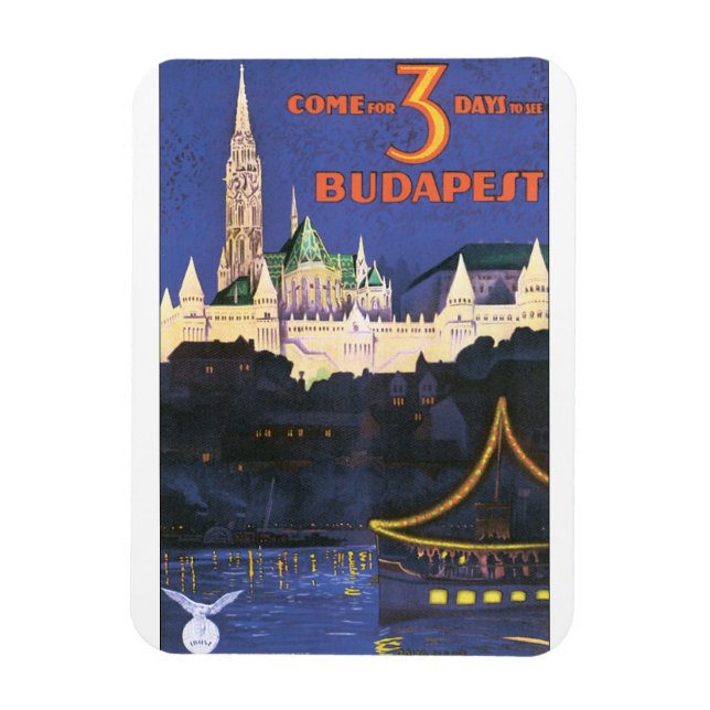 Budapest Vintage Travel Poster Magnet (Vertical)