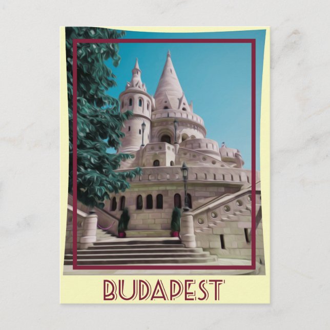 Budapest Vintage Travel Poster Postcard (Front)