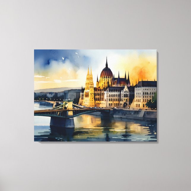 Budapest watercolor art canvas print (Front)