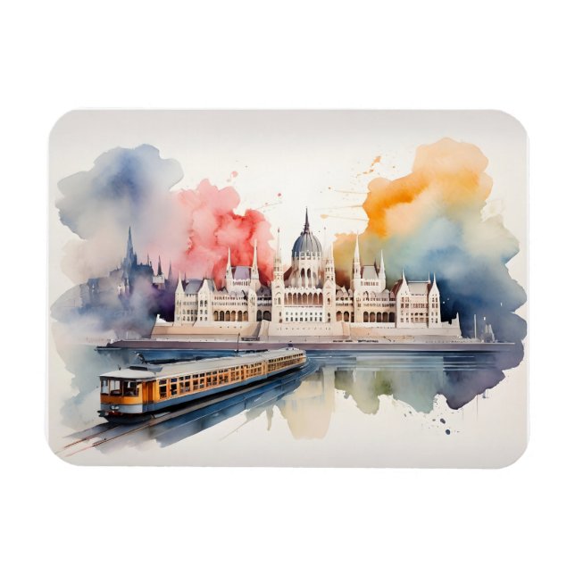 Budapest watercolor art magnet (Horizontal)