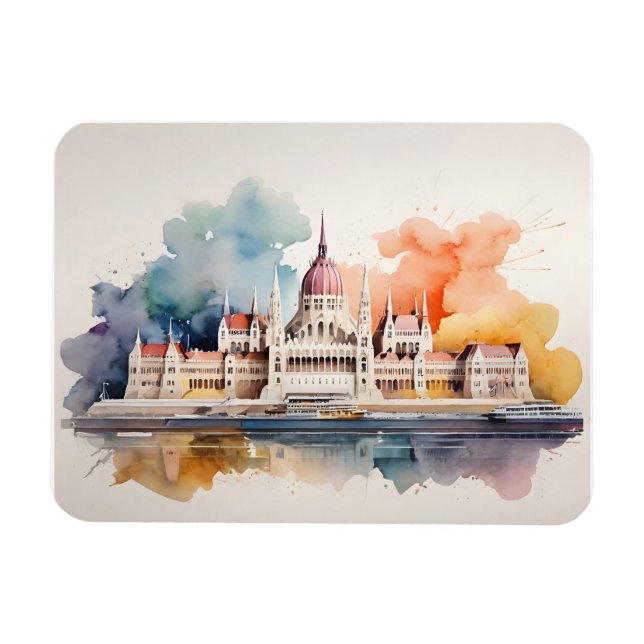 Budapest watercolor art magnet (Horizontal)