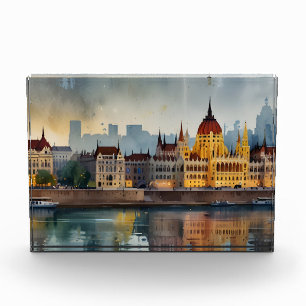 Budapest watercolor art photo block