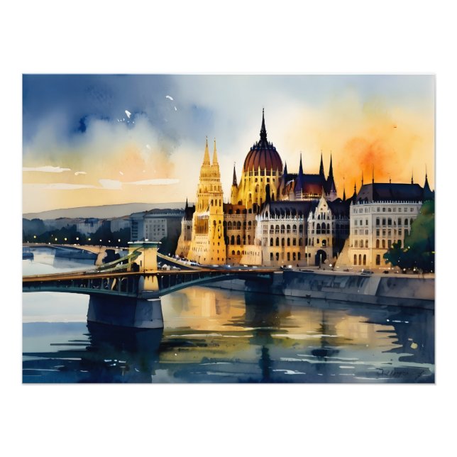Budapest watercolor art photo print (Front)