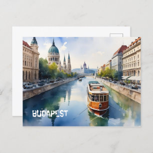 Budapest watercolor art postcard