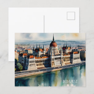 Budapest watercolor art postcard
