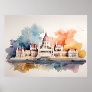 Budapest watercolor art poster