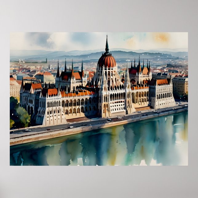 Budapest watercolor art poster (Front)