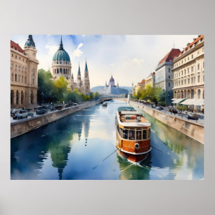 Budapest watercolor art poster