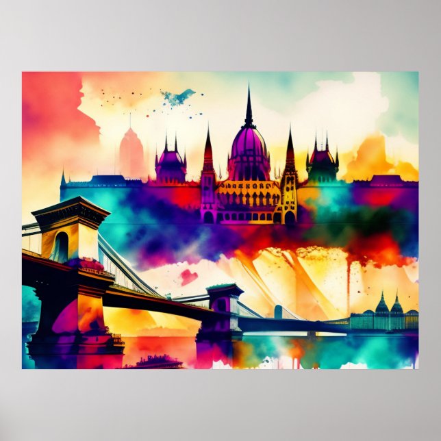 Budapest Watercolor Painting Poster (Front)