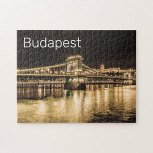 Budapest with Chain Bridge Vintage Panorama Jigsaw Puzzle