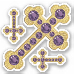 Budded Crosses with 12 Faux Amethysts - Contour