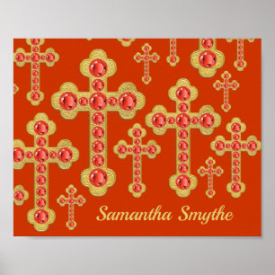 Budded Crosses with 12 Faux Garnets - Poster