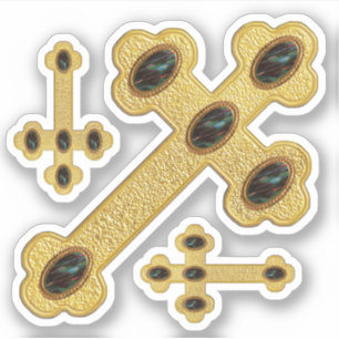 Budded Crosses with 5 Faux Bloodstones - Contour