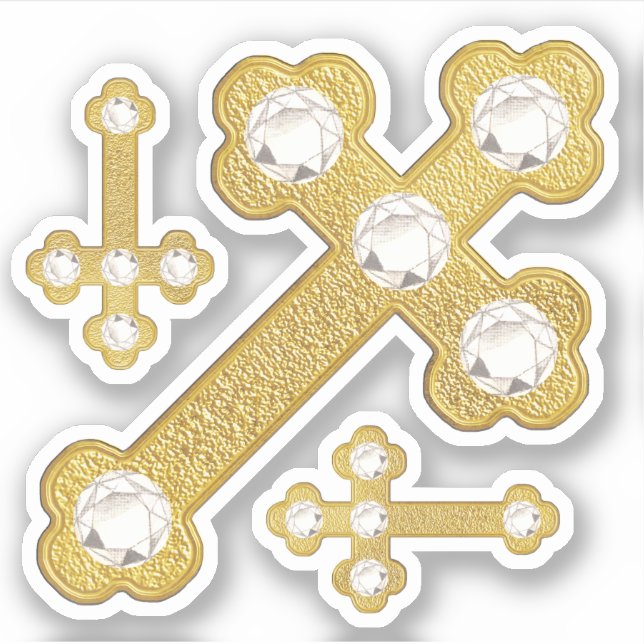 Budded Crosses with 5 Faux Diamonds - Contour (Front)