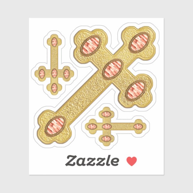 Budded Crosses with 5 Faux Red Agates - Contour (Sheet)