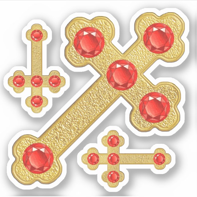 Budded Crosses with 5 Faux Rubies - Contour (Front)