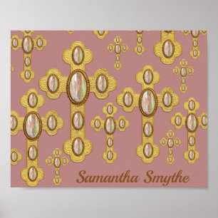 Budded Crosses with 6 Faux Opals - Poster