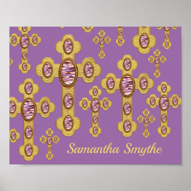 Budded Crosses with 6 Faux Purple Agates - Poster (Front)