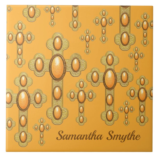Budded Crosses with 6 Faux Sardonyx - Tile (Front)
