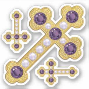 Budded Crosses with Faux Amethysts & Pearls -